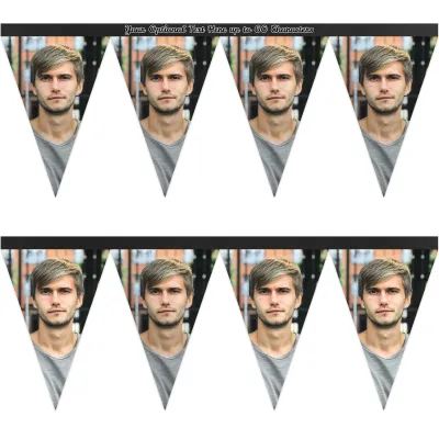 - 1 Metre with 8 Flags (20cm) Black Mock Suede Polyester Fabric (Personalised with Text)