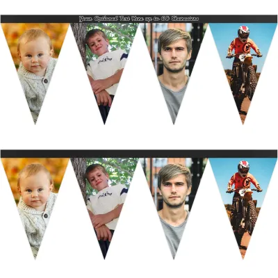 - 1 Metre with 8 Flags (20cm) Black Mock Suede Polyester Fabric (Personalised with Text)