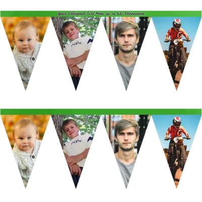 - 1 Metre with 8 Flags (20cm) Bright Green Mock Suede Polyester Fabric (Personalised with Text)