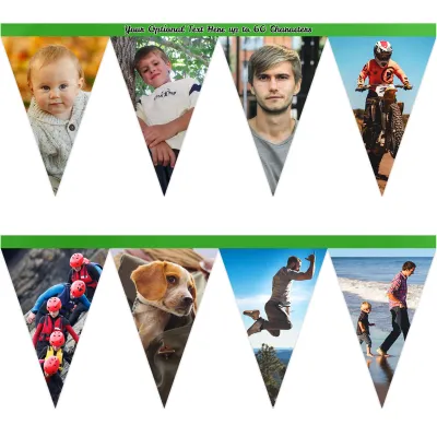 - 1 Metre with 8 Flags (20cm) Bright Green Mock Suede Polyester Fabric (Personalised with Text)