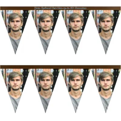 - 1 Metre with 8 Flags (20cm) Brown Mock Suede Polyester Fabric (Personalised with Text)