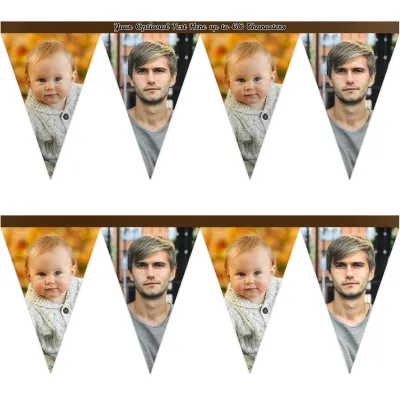 - 1 Metre with 8 Flags (20cm) Brown Mock Suede Polyester Fabric (Personalised with Text)