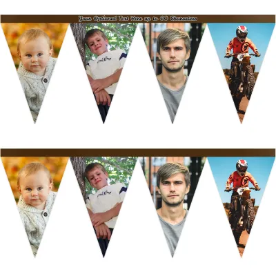 - 1 Metre with 8 Flags (20cm) Brown Mock Suede Polyester Fabric (Personalised with Text)