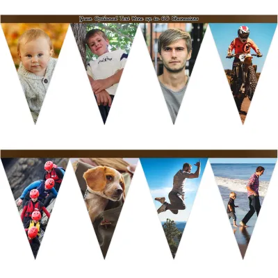 - 1 Metre with 8 Flags (20cm) Brown Mock Suede Polyester Fabric (Personalised with Text)