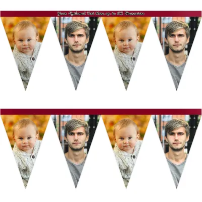 - 1 Metre with 8 Flags (20cm) Burgundy Mock Suede Polyester Fabric (Personalised with Text)