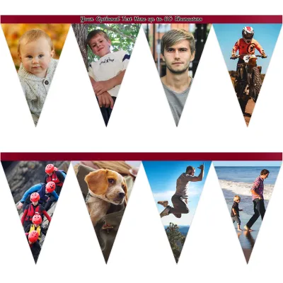 - 1 Metre with 8 Flags (20cm) Burgundy Mock Suede Polyester Fabric (Personalised with Text)