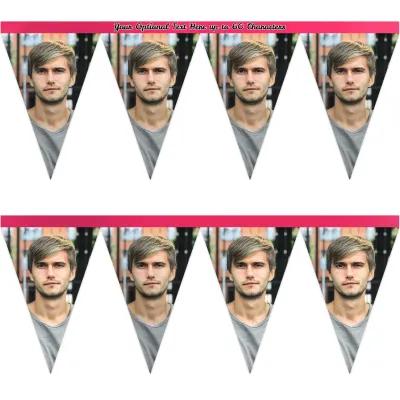 - 1 Metre with 8 Flags (20cm) Hot Pink (Fuchsia) Mock Suede Polyester Fabric (Personalised with Text)