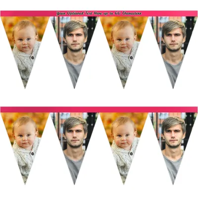 - 1 Metre with 8 Flags (20cm) Hot Pink (Fuchsia) Mock Suede Polyester Fabric (Personalised with Text)