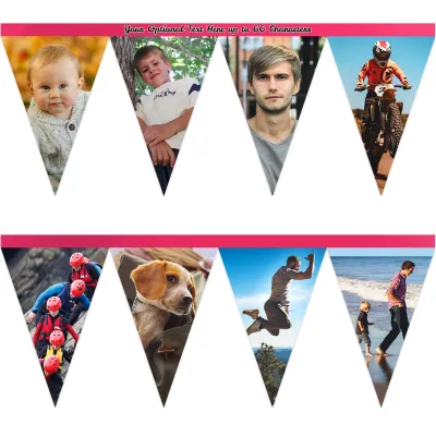 - 1 Metre with 8 Flags (20cm) Hot Pink (Fuchsia) Mock Suede Polyester Fabric (Personalised with Text)