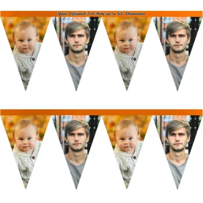 - 1 Metre with 8 Flags (20cm) Burnt Orange Mock Suede Polyester Fabric (Personalised with Text)