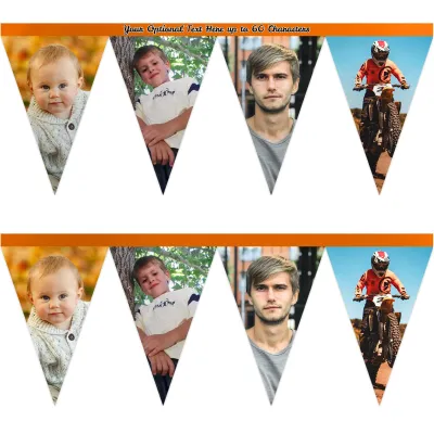 - 1 Metre with 8 Flags (20cm) Burnt Orange Mock Suede Polyester Fabric (Personalised with Text)