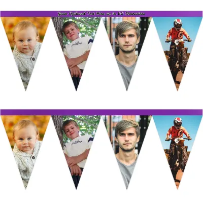 - 1 Metre with 8 Flags (20cm) Purple Mock Suede Polyester Fabric (Personalised with Text)