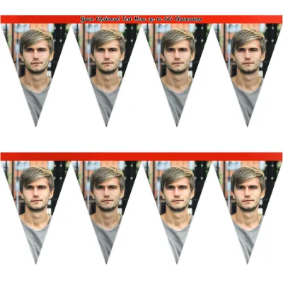 - 1 Metre with 8 Flags (20cm) Red Mock Suede Polyester Fabric (Personalised with Text)