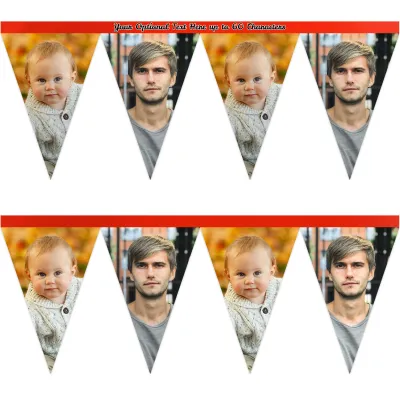 - 1 Metre with 8 Flags (20cm) Red Mock Suede Polyester Fabric (Personalised with Text)