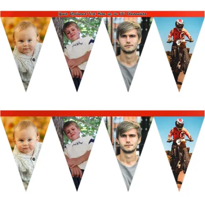 - 1 Metre with 8 Flags (20cm) Red Mock Suede Polyester Fabric (Personalised with Text)