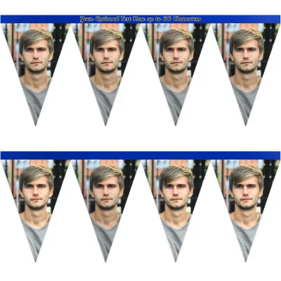 - 1 Metre with 8 Flags (20cm) Royal Blue Mock Suede Polyester Fabric (Personalised with Text)