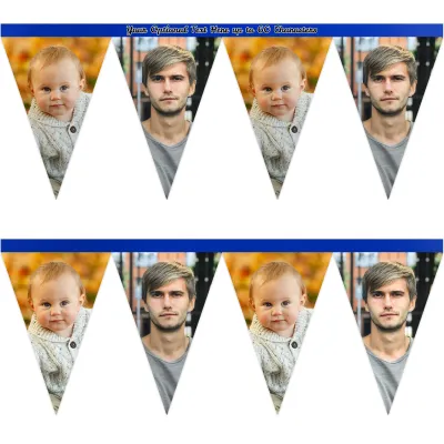 - 1 Metre with 8 Flags (20cm) Royal Blue Mock Suede Polyester Fabric (Personalised with Text)