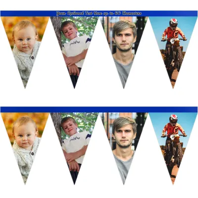 - 1 Metre with 8 Flags (20cm) Royal Blue Mock Suede Polyester Fabric (Personalised with Text)