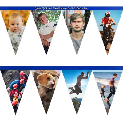 - 1 Metre with 8 Flags (20cm) Royal Blue Mock Suede Polyester Fabric (Personalised with Text)