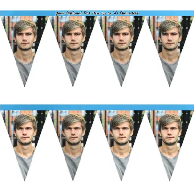 - 1 Metre with 8 Flags (20cm) Sky Blue Mock Suede Polyester Fabric (Personalised with Text)