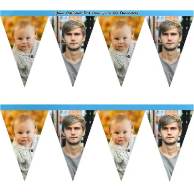 - 1 Metre with 8 Flags (20cm) Sky Blue Mock Suede Polyester Fabric (Personalised with Text)