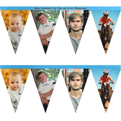 - 1 Metre with 8 Flags (20cm) Sky Blue Mock Suede Polyester Fabric (Personalised with Text)