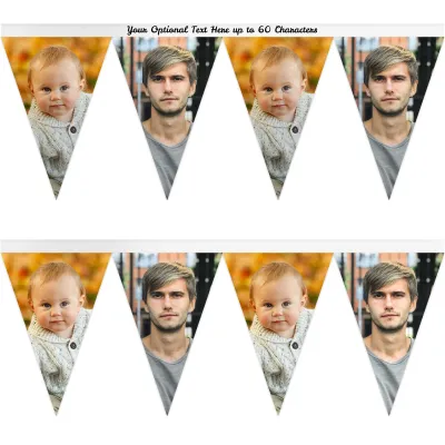 - 1 Metre with 8 Flags (20cm) White Mock Suede Polyester Fabric (Personalised with Text)