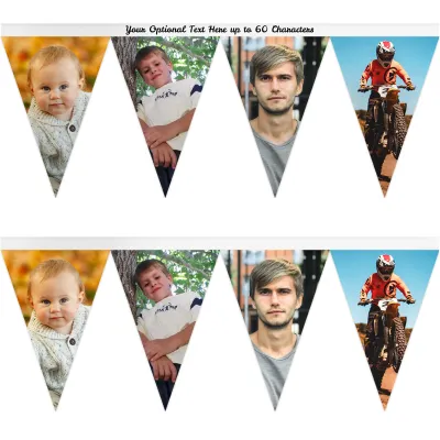 - 1 Metre with 8 Flags (20cm) White Mock Suede Polyester Fabric (Personalised with Text)