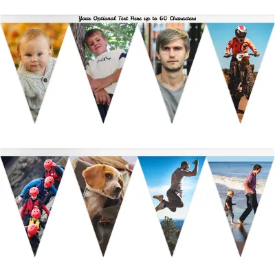 - 1 Metre with 8 Flags (20cm) White Mock Suede Polyester Fabric (Personalised with Text)