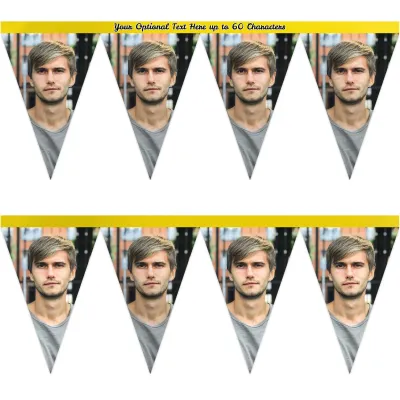 - 1 Metre with 8 Flags (20cm) Yellow Mock Suede Polyester Fabric (Personalised with Text)