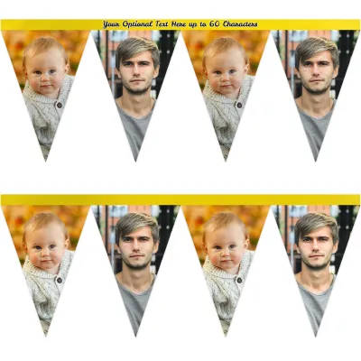 - 1 Metre with 8 Flags (20cm) Yellow Mock Suede Polyester Fabric (Personalised with Text)