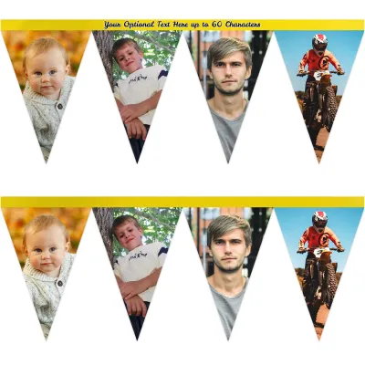 - 1 Metre with 8 Flags (20cm) Yellow Mock Suede Polyester Fabric (Personalised with Text)