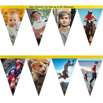 - 1 Metre with 8 Flags (20cm) Yellow Mock Suede Polyester Fabric (Personalised with Text)