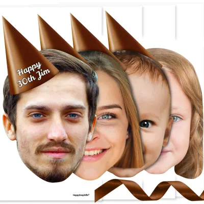 with Hat Theme (Brown) DIY Bunting 1m (4 Photos) (Personalised with Text)