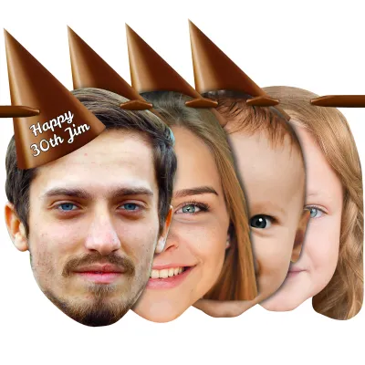 with Hat Theme (Brown) Finished Bunting 1m (4 Photos) (Personalised with Text)