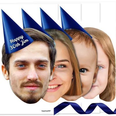 with Hat Theme (Navy Blue) DIY Bunting 1m (4 Photos) (Personalised with Text)