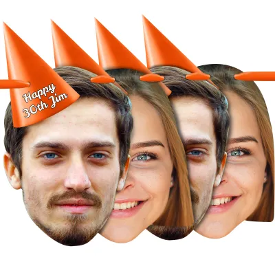 with Hat Theme (Orange) Finished Bunting 1m (2 Photos) (Personalised with Text)