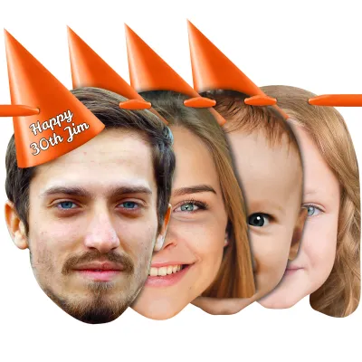 with Hat Theme (Orange) Finished Bunting 1m (4 Photos) (Personalised with Text)