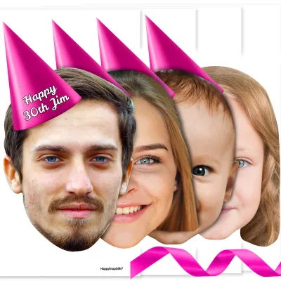 with Hat Theme (Pink) DIY Bunting 1m (4 Photos) (Personalised with Text)