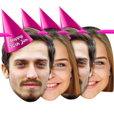 with Hat Theme (Pink) Finished Bunting 1m (2 Photos) (Personalised with Text)