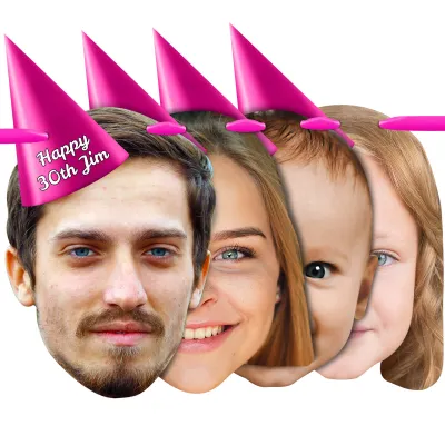 with Hat Theme (Pink) Finished Bunting 1m (4 Photos) (Personalised with Text)