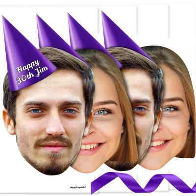 with Hat Theme (Purple) DIY Bunting 1m (2 Photos) (Personalised with Text)