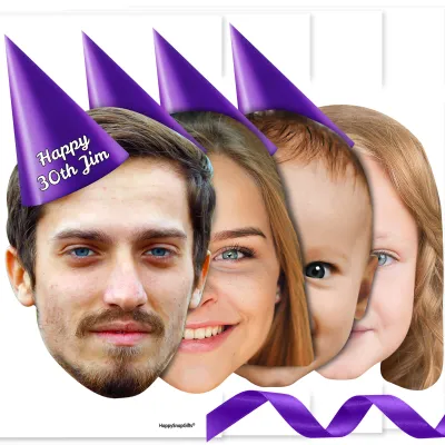 with Hat Theme (Purple) DIY Bunting 1m (4 Photos) (Personalised with Text)