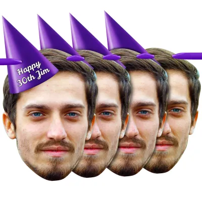 with Hat Theme (Purple) Finished Bunting 1m (1 Photo) (Personalised with Text)