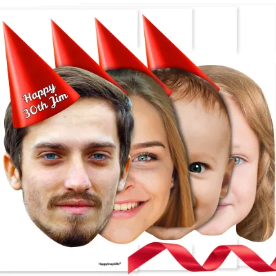 with Hat Theme (Red) DIY Bunting 1m (4 Photos) (Personalised with Text)