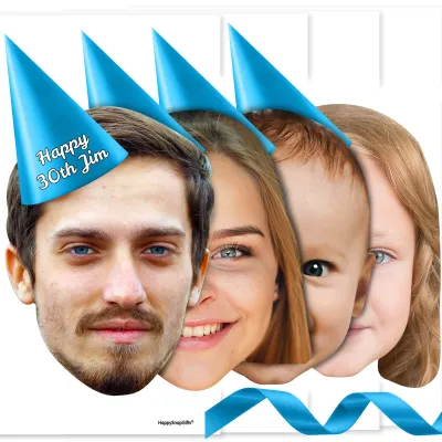 with Hat Theme (Blue) DIY Bunting 1m (4 Photos) (Personalised with Text)