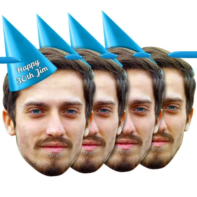 with Hat Theme (Blue) Finished Bunting 1m (1 Photo) (Personalised with Text)