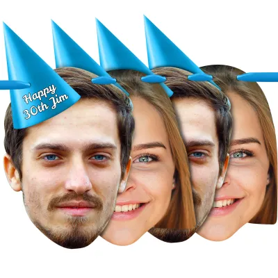 with Hat Theme (Blue) Finished Bunting 1m (2 Photos) (Personalised with Text)