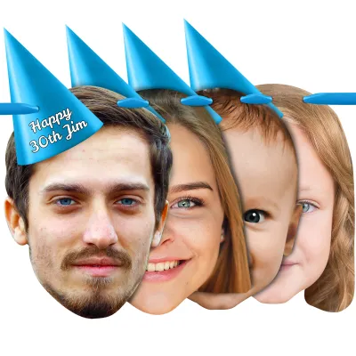 with Hat Theme (Blue) Finished Bunting 1m (4 Photos) (Personalised with Text)