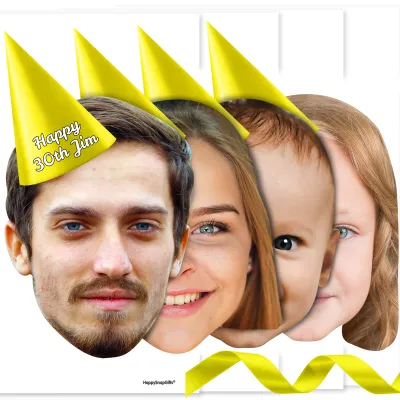 with Hat Theme (Yellow) DIY Bunting 1m (4 Photos) (Personalised with Text)